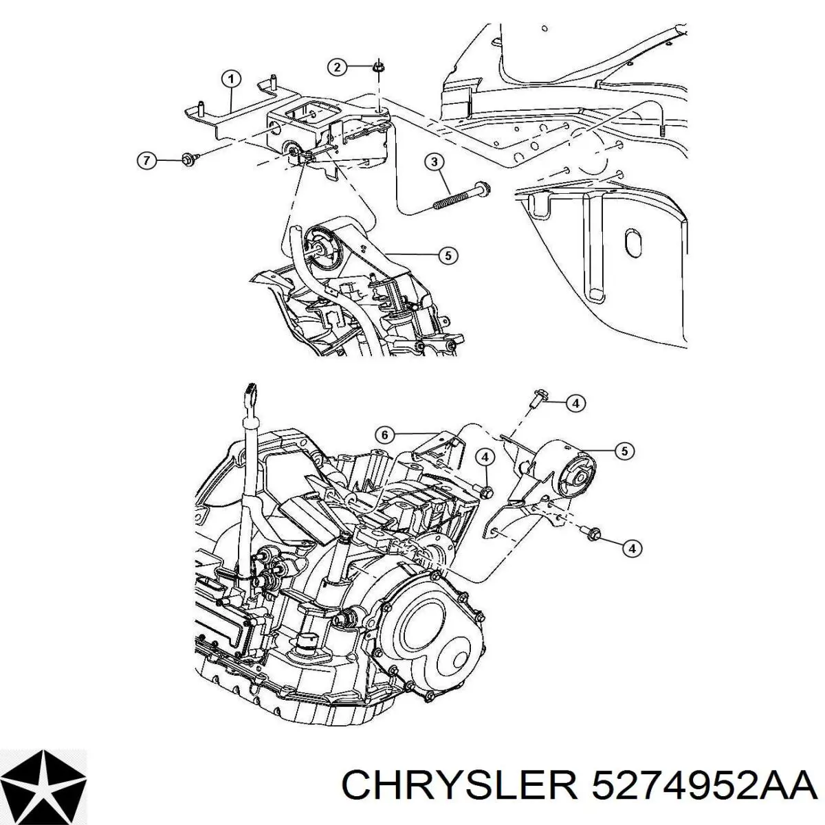 Подушка (опора) двигуна ліва (сайлентблок) Chrysler 04668626AC ціна, від 44.48 USD