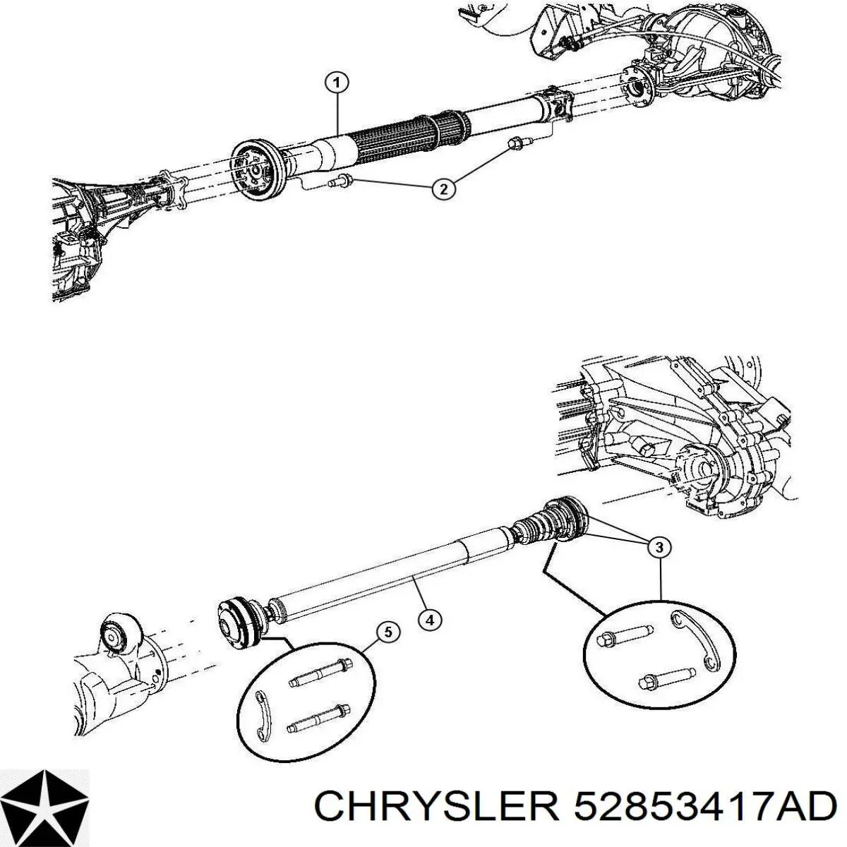 Вал карданний, передній 52853417AD Chrysler