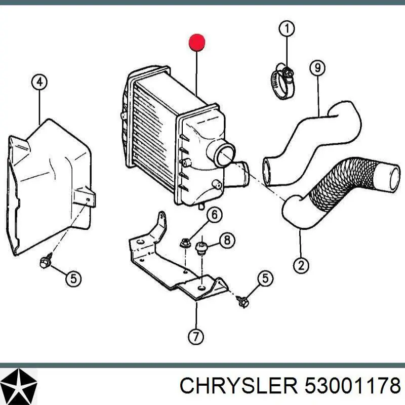 Радіатор интеркуллера 53001178 Chrysler