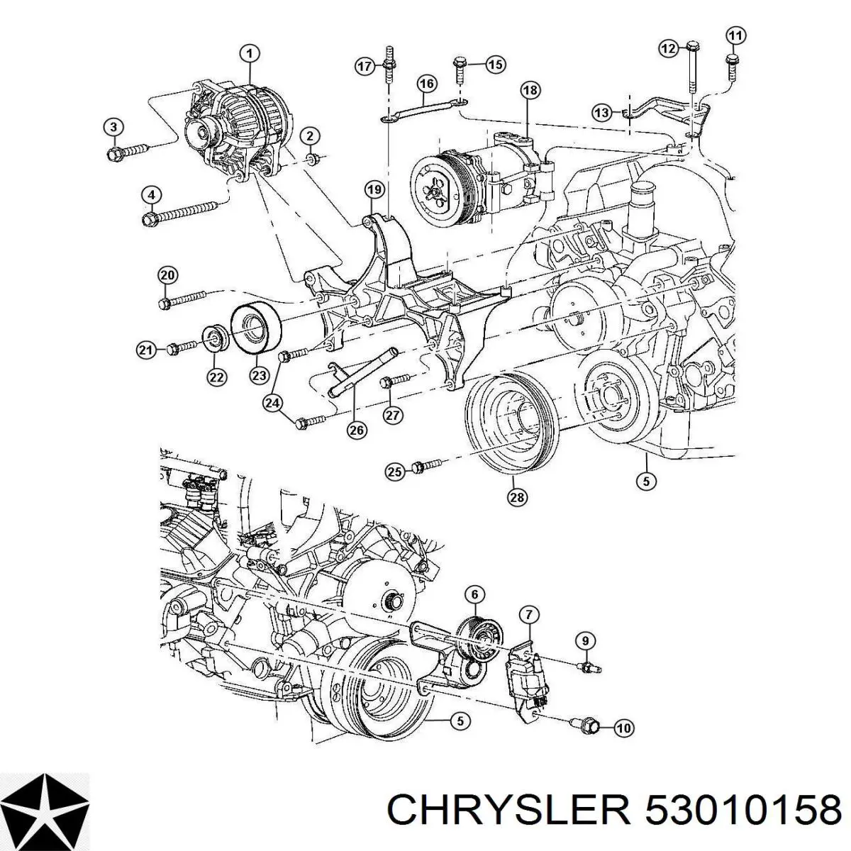 53010158 Chrysler натягувач приводного ременя