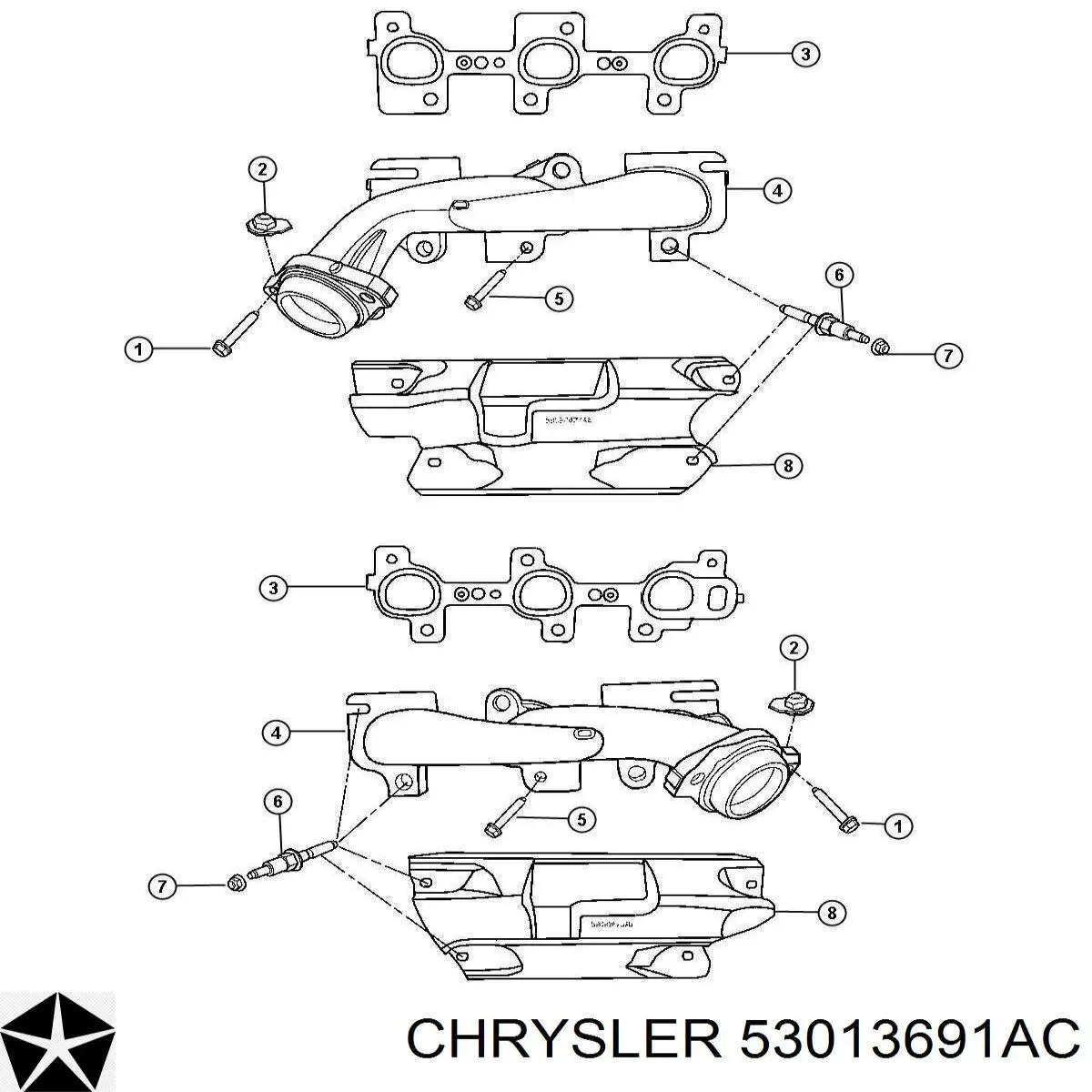53013691AC Chrysler колектор випускний, лівий