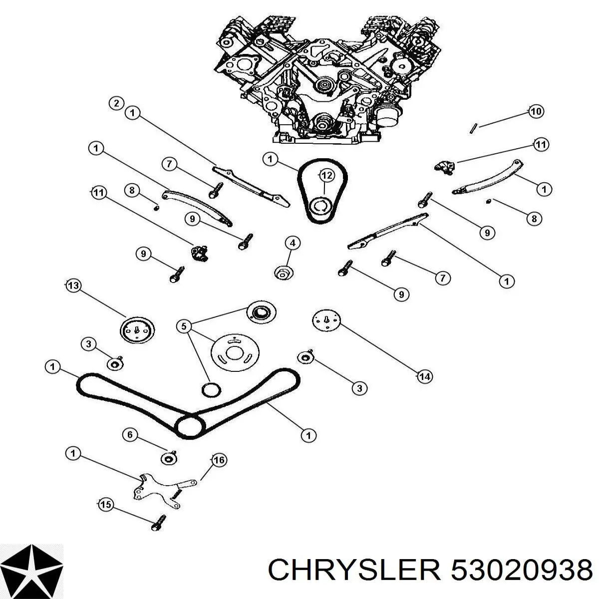 53020938 Chrysler Зірочка-шестерня росподілвалу двигуна лівого