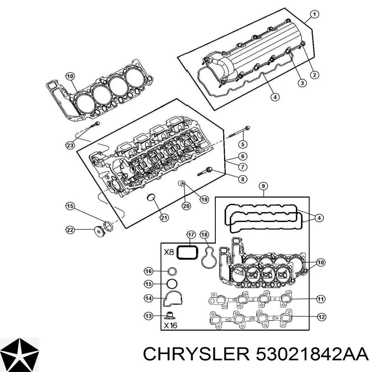 Прокладка клапанної кришки, права 53021842AA Chrysler