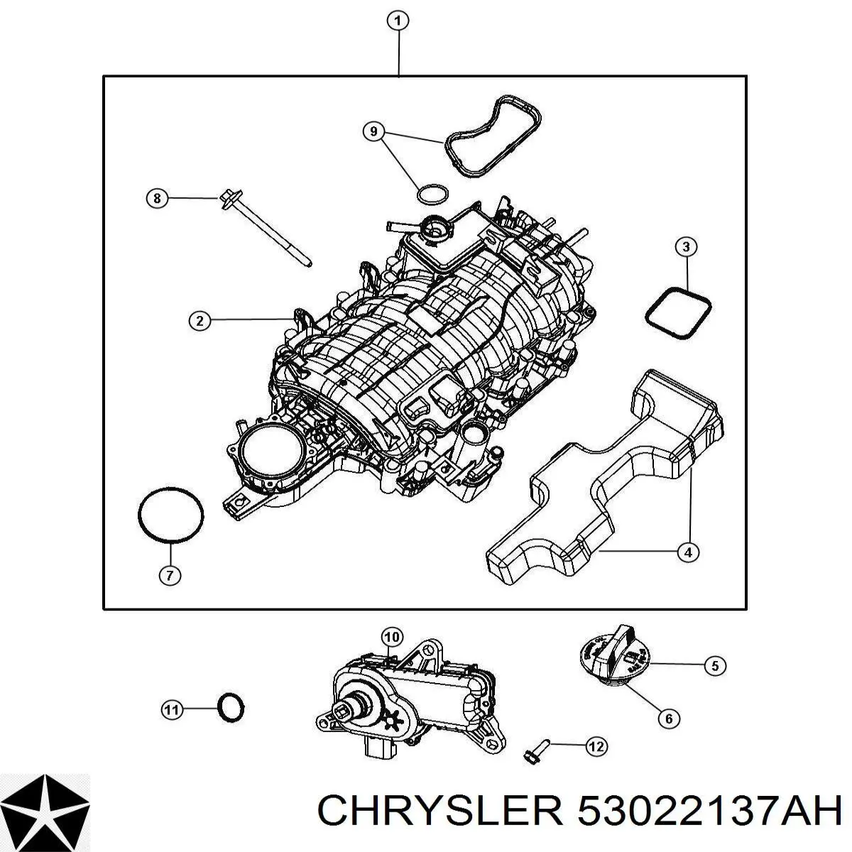 Клапан / актуатор приводу заслінок впускного колектора Chrysler 53022137AH ціна, від 400.70 USD