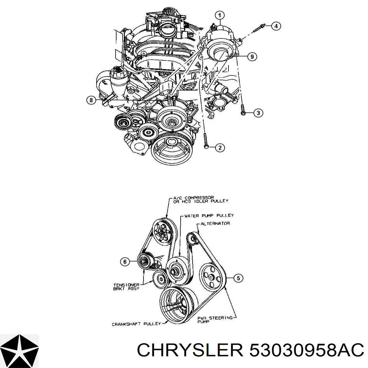 Купити 53030958AC Chrysler Натягувач приводного ременя