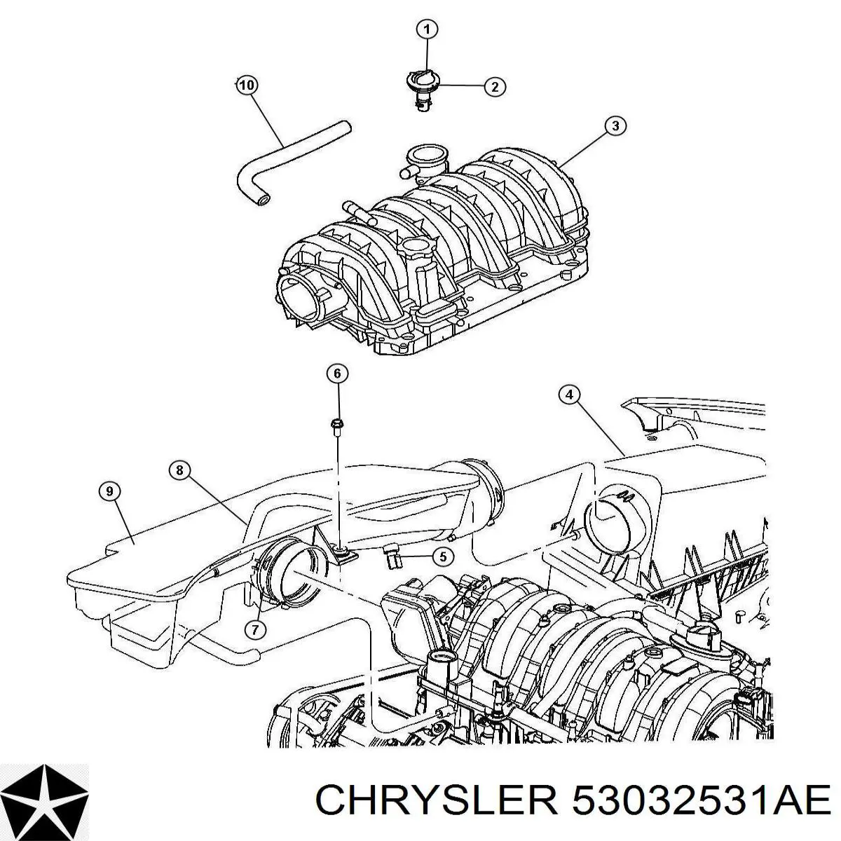 Клапан картерних газів Chrysler 53032531AE ціна, від 19.56 USD