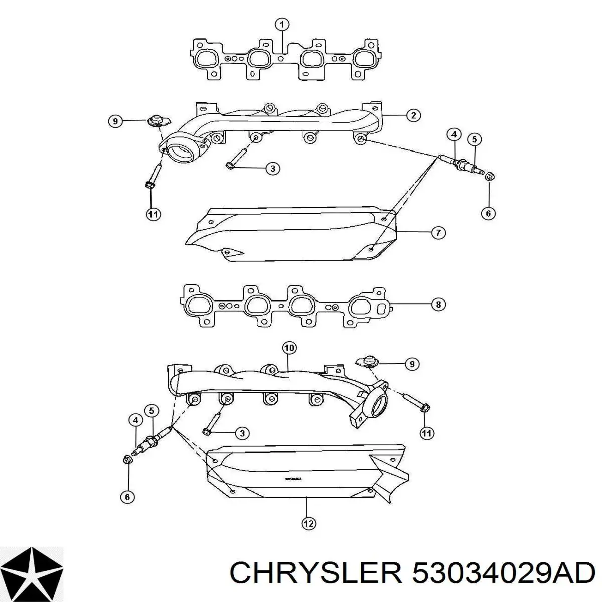 53034030AC Chrysler прокладка випускного колектора, права