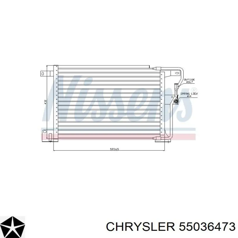 Конденсатор кондиціонера Chrysler 55036473 ціна, від 92.86 USD