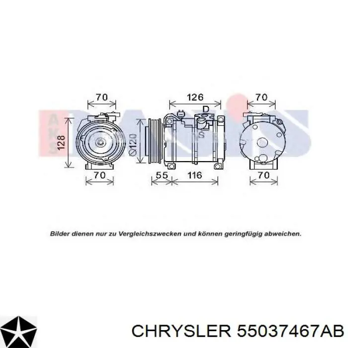 Компресор кондиціонера 55037467AB Chrysler