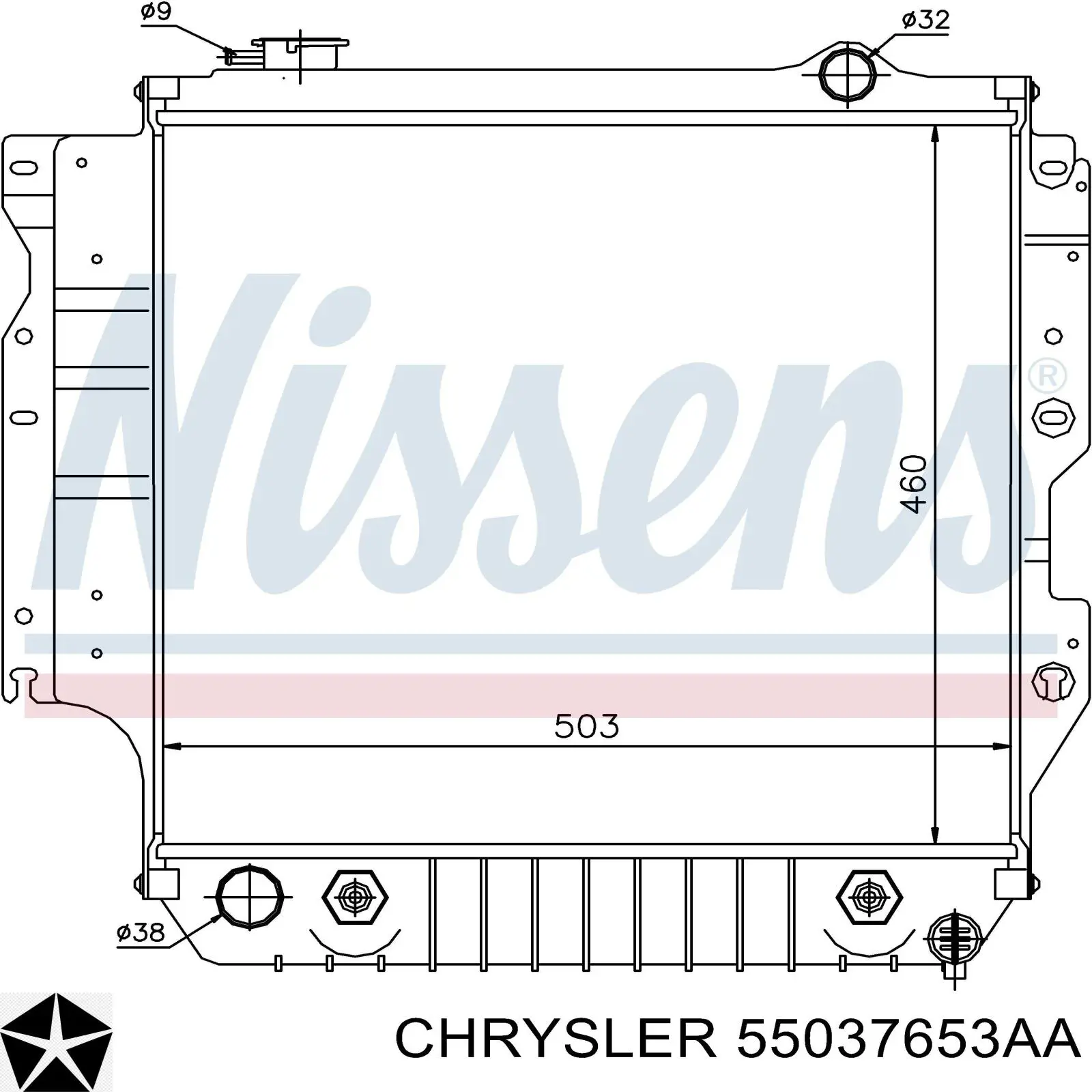 Купити 55037653AA Chrysler Радіатор двигуна