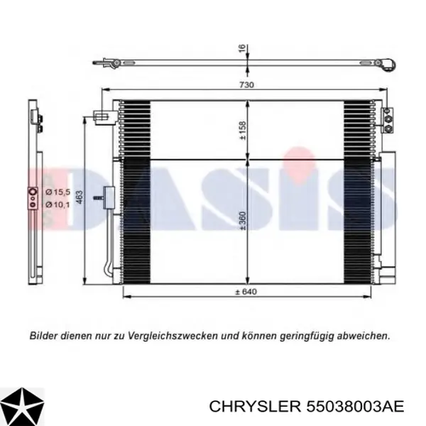 Конденсатор кондиціонера Chrysler 55038003AE ціна, від 98.43 USD