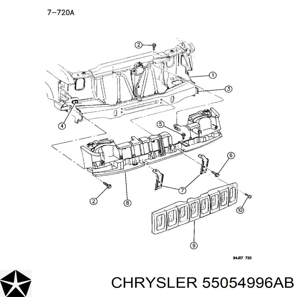 Купити 55054996AB Chrysler Установча панель передня