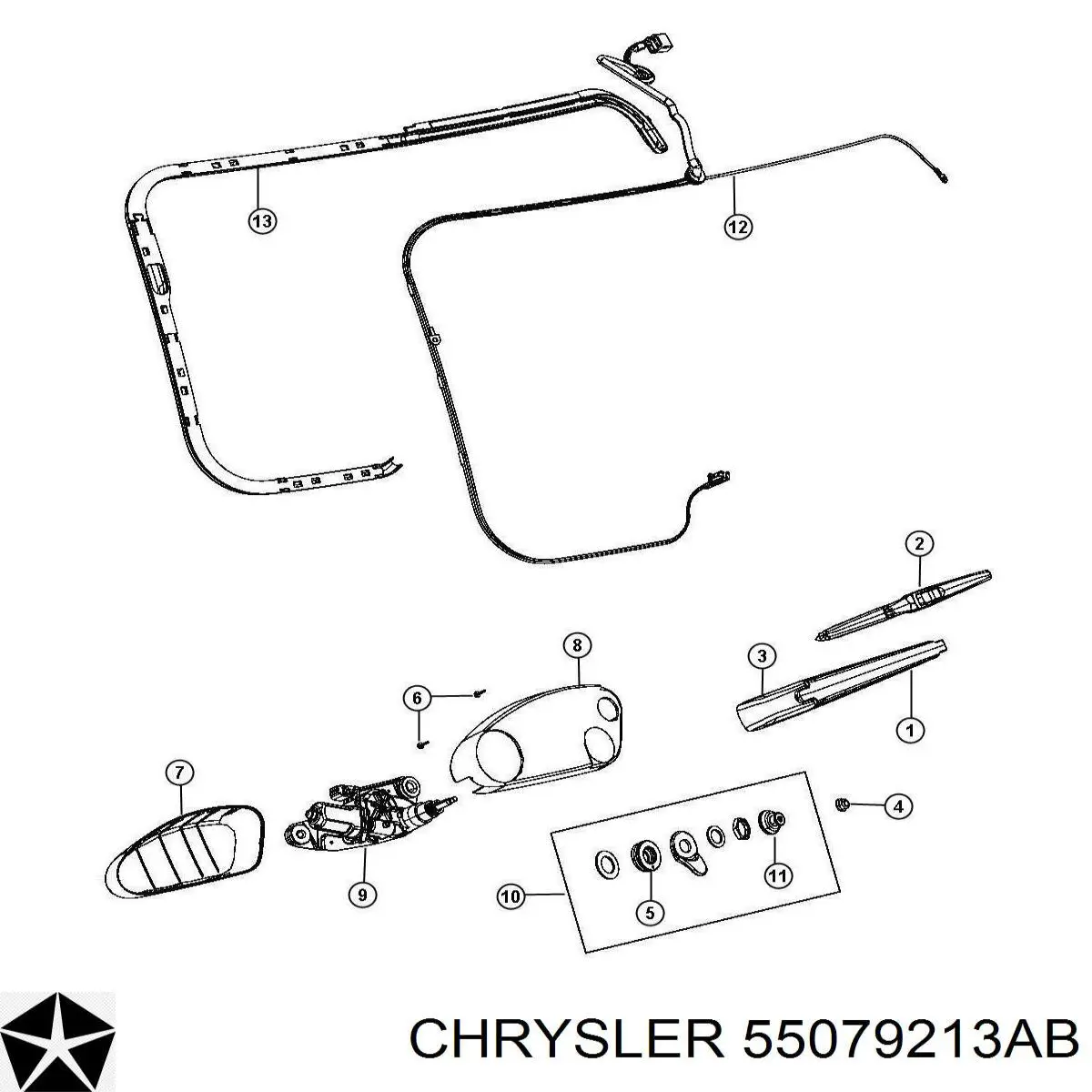 Двигун склоочисника заднього скла 55079213AB Chrysler