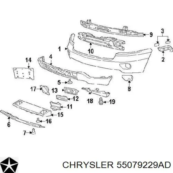 Кронштейн бампера переднього, лівий K55079229AD Fiat/Alfa/Lancia