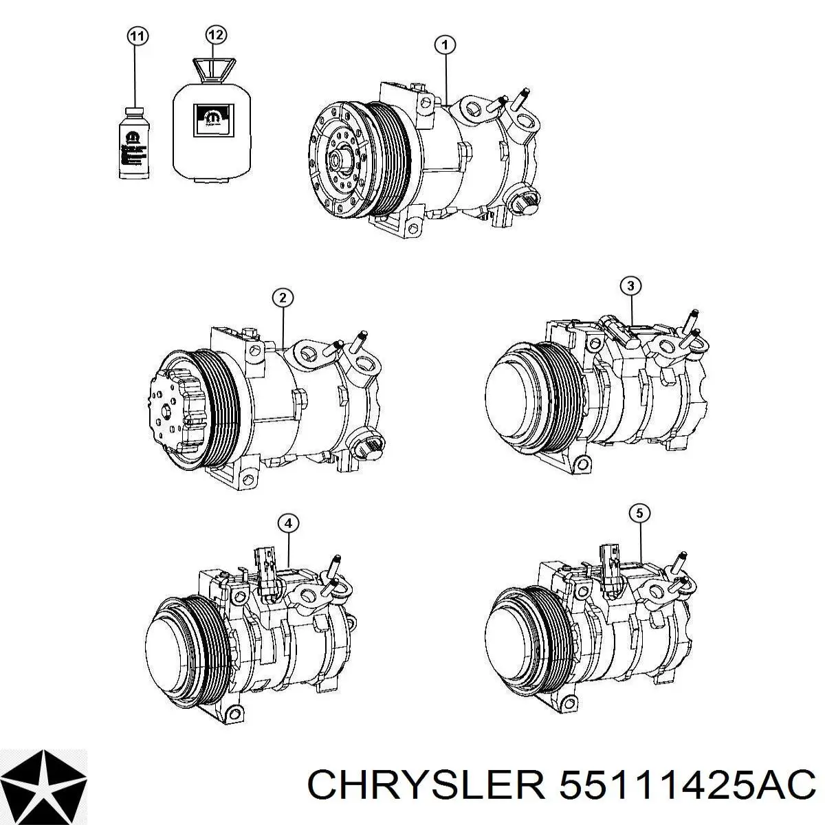 55111425AB Chrysler Компресор холодоагенту