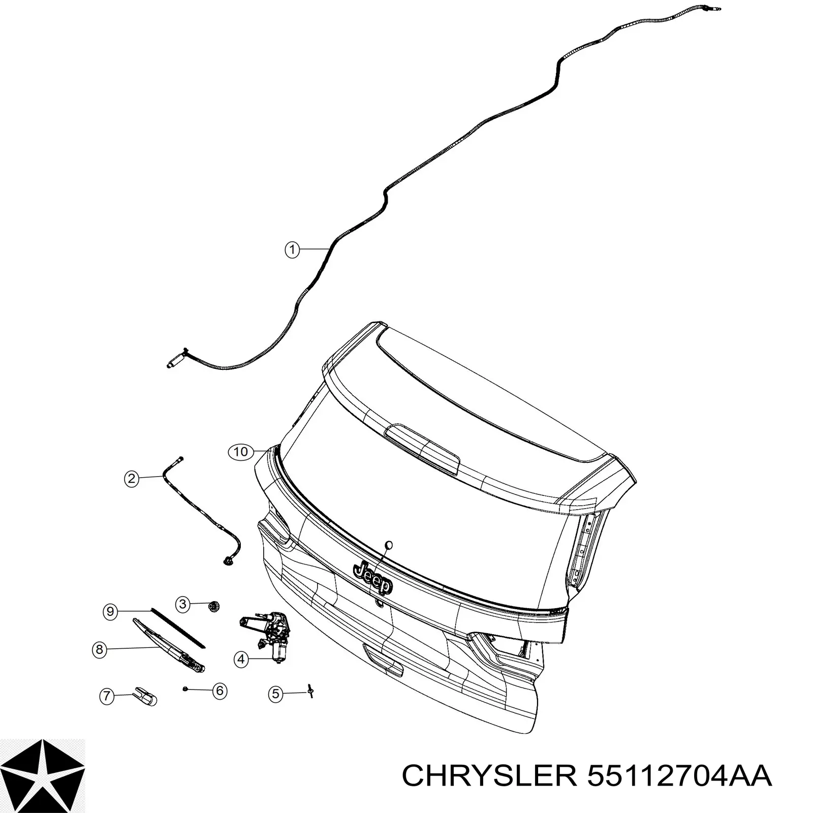 Купити 55112704AA Chrysler Двигун склоочисника заднього скла