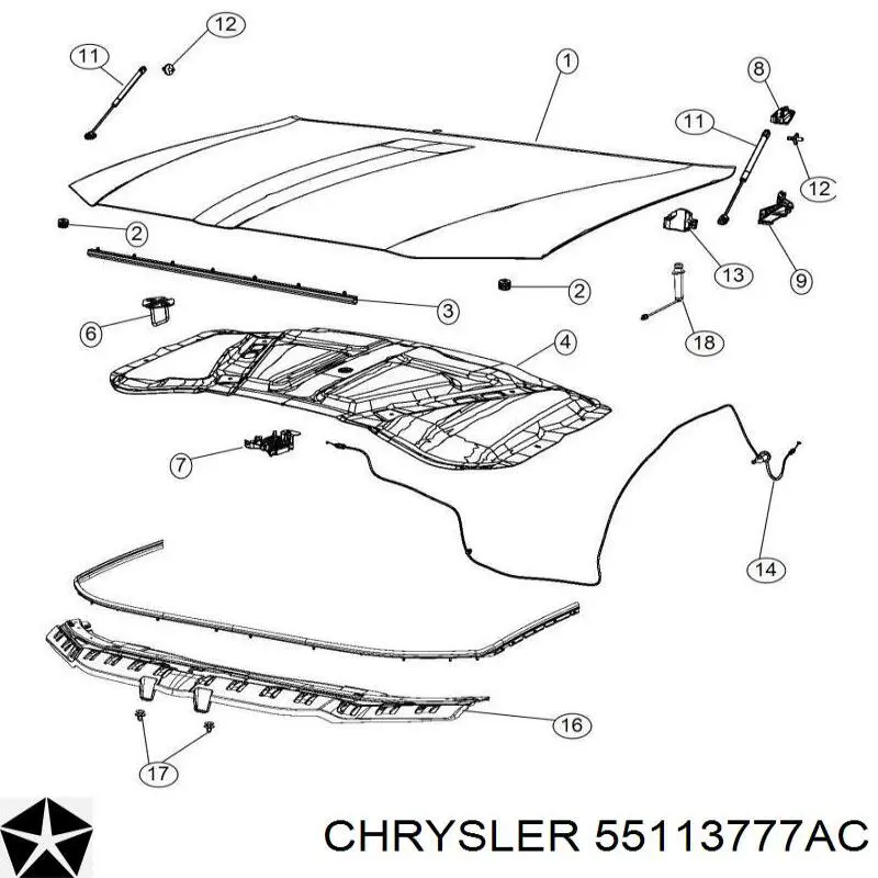 Опора капота ліва Chrysler 55113777AC ціна, від 17.32 USD