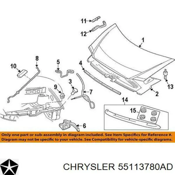 Замок капота Chrysler 55113780AD ціна, від 50.56 USD