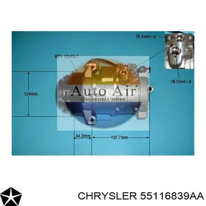 Компресор кондиціонера 55116839AA Chrysler