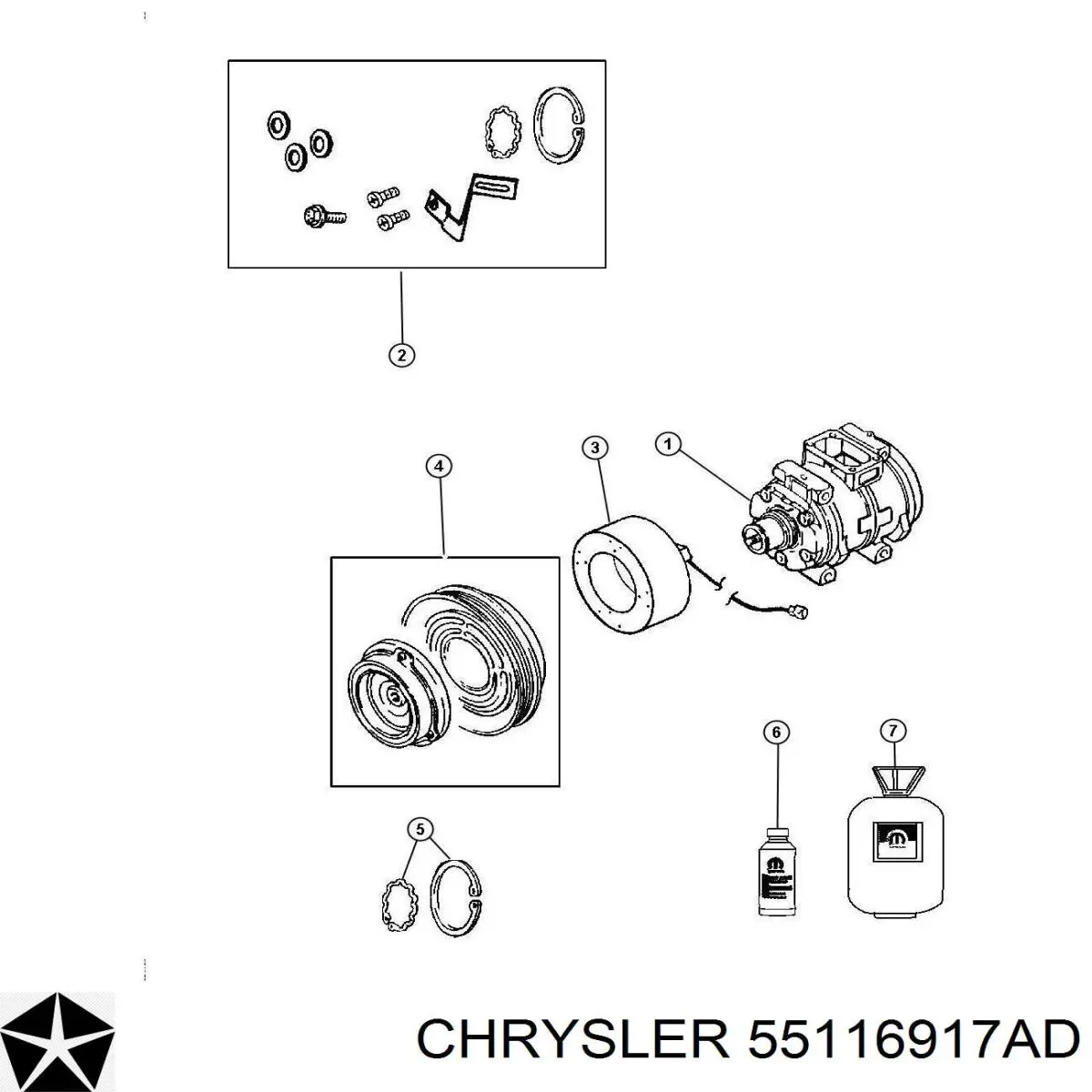 Компресор системи кондиціювання Chrysler R5116917AD ціна, від 519.04 USD