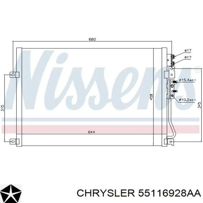 Конденсатор кондиціонера Chrysler 55116928AA ціна, від 81.19 USD