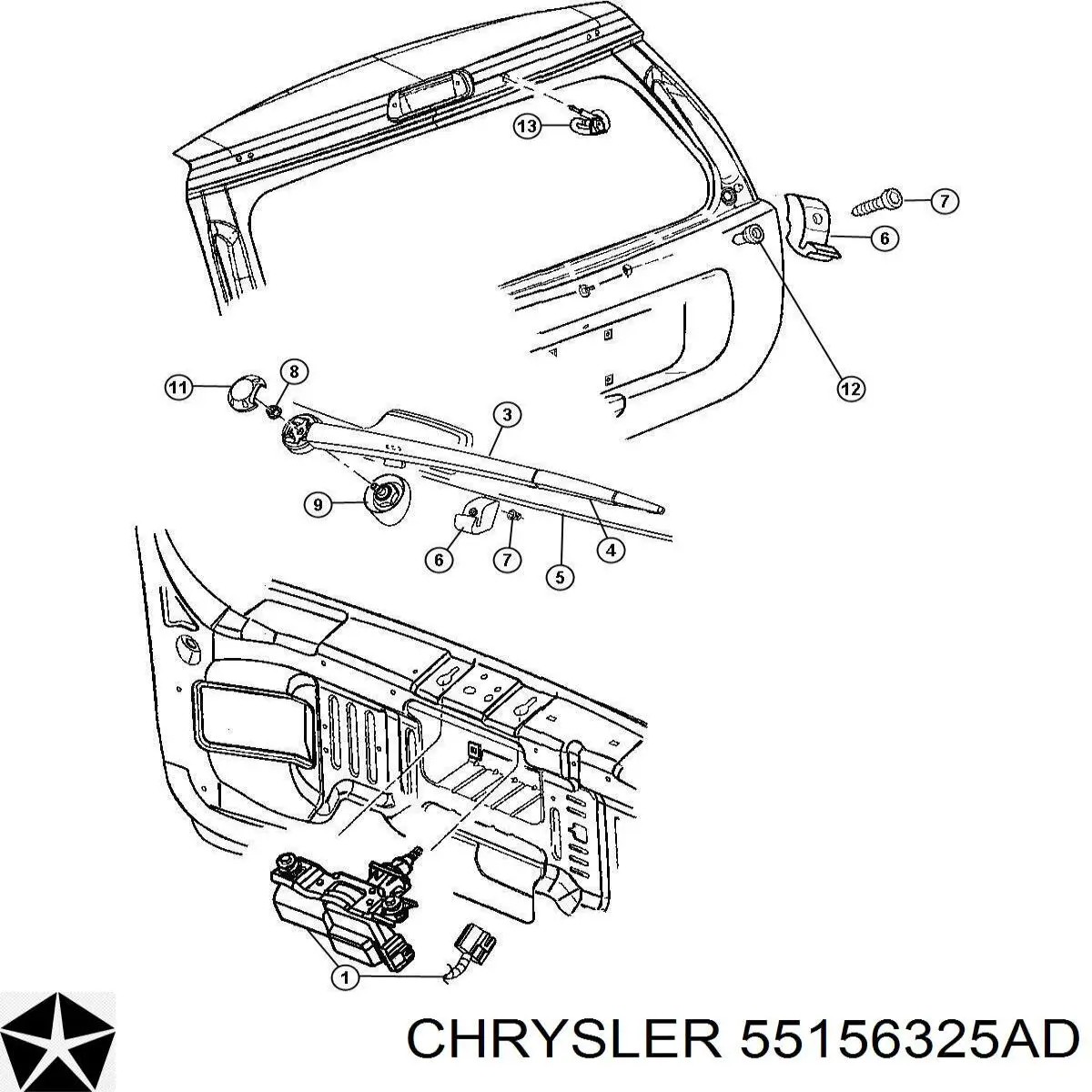 Склоочисник дверей задка Chrysler 55156325AD ціна, від 103.60 USD