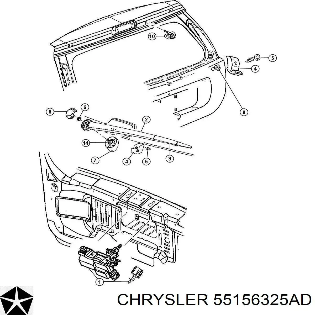 55156325AD Chrysler Моторчик заднього двірника