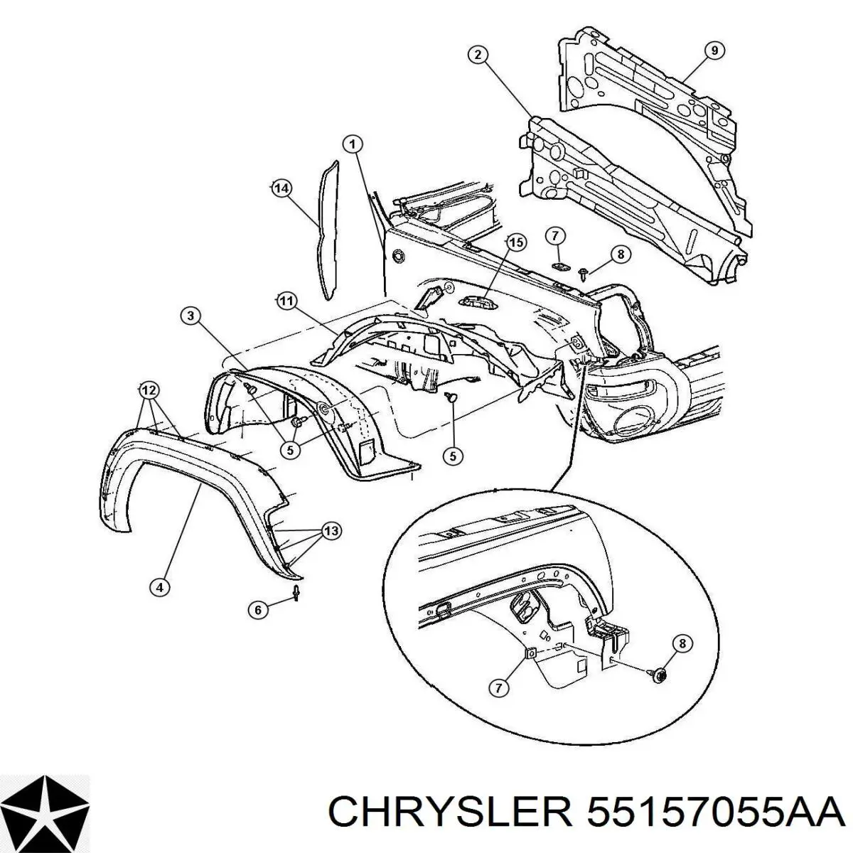 Супорт радіатора нижній/монтажна панель кріплення фар K55157055AA Fiat/Alfa/Lancia