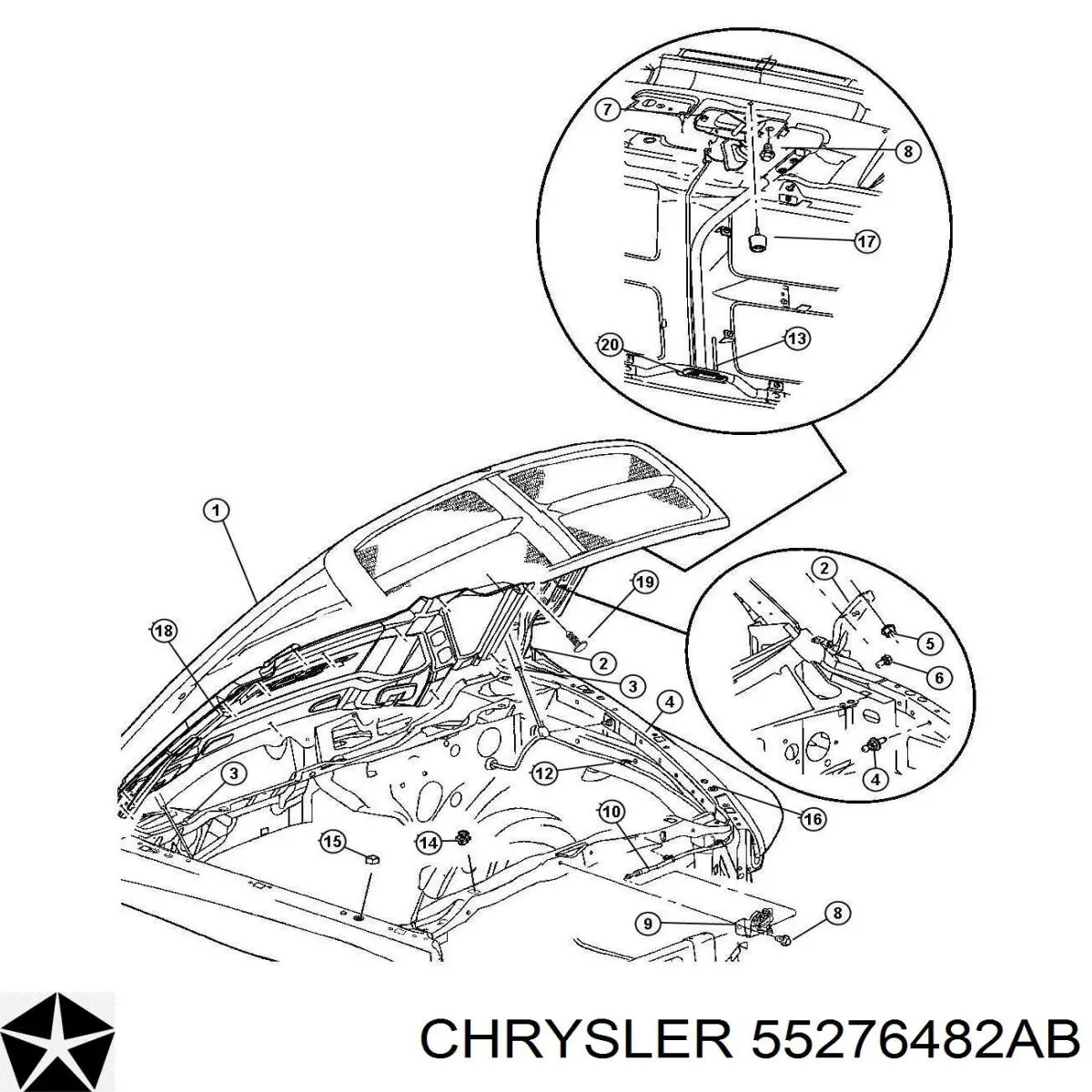 55276482AB Chrysler Буфер капота гумовий