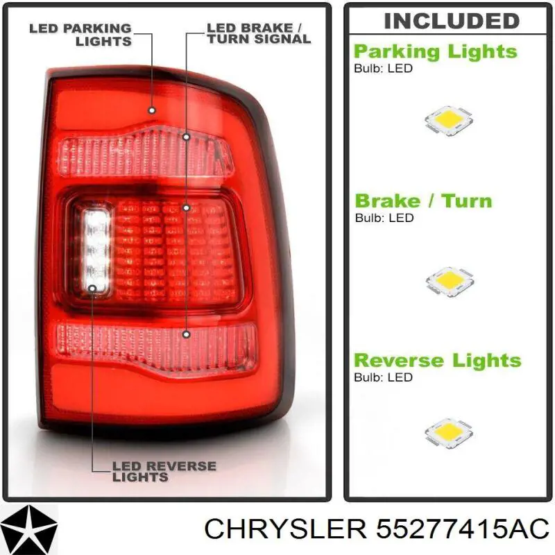 Ліхтар задній лівий Chrysler 55277415AC ціна, від 35.01 USD
