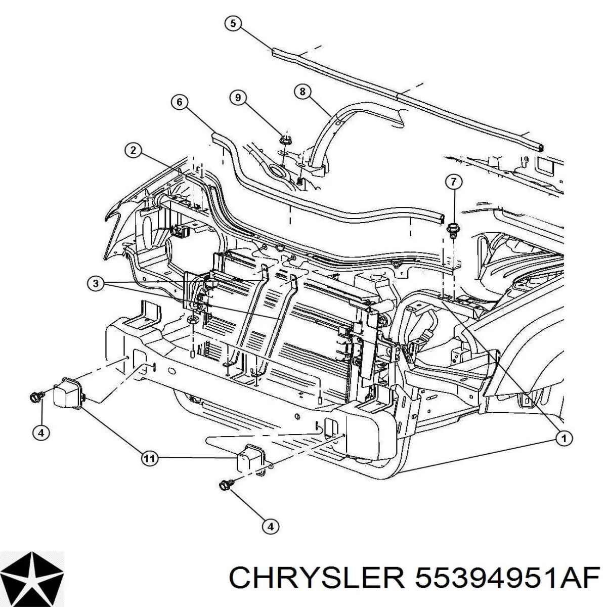 Супорт радіатора верхній/монтажна панель кріплення фар Jeep Grand Cherokee LIMITED (Джип Гранд черокі)