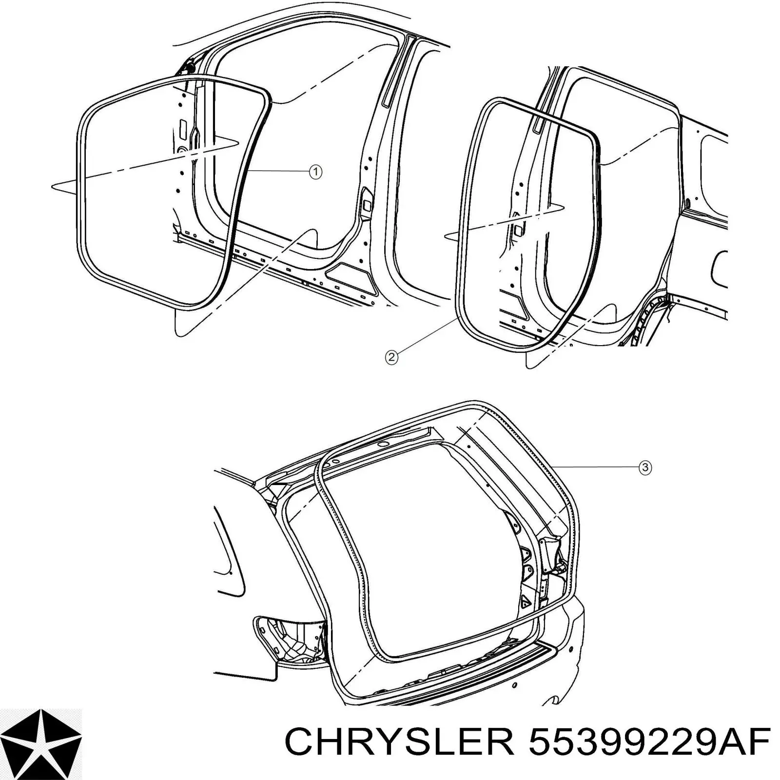 Ущільнювач дверей задка кузова Chrysler 55399229AF ціна, від 14.62 USD