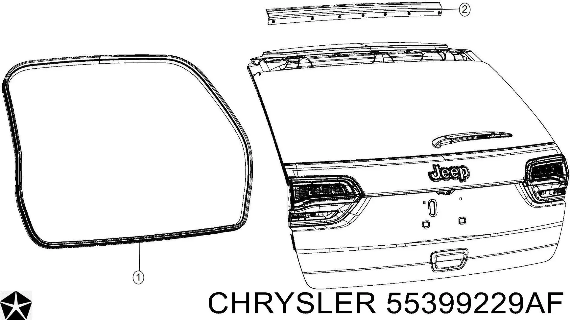 Ущільнювач задніх 3/5-й двері Jeep Grand Cherokee 4 (WK) (Джип Гранд черокі)