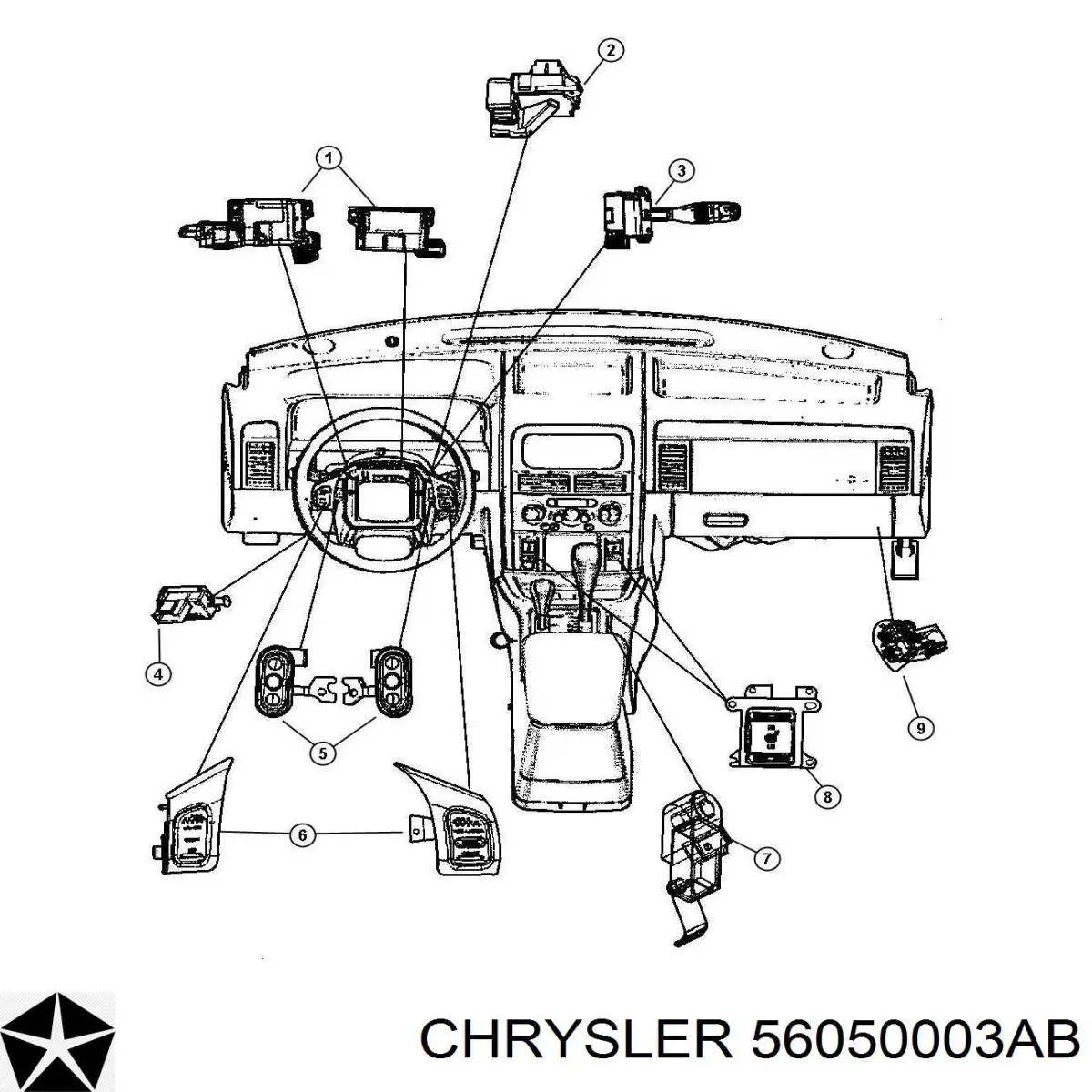 Перемикач підрульовий, правий 56050003AB Chrysler