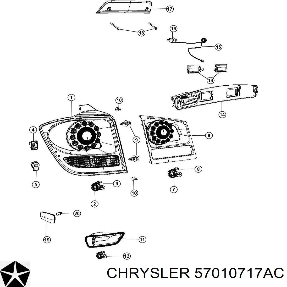 Фара задня, ліва Chrysler 57010717AC ціна, від 18.14 USD