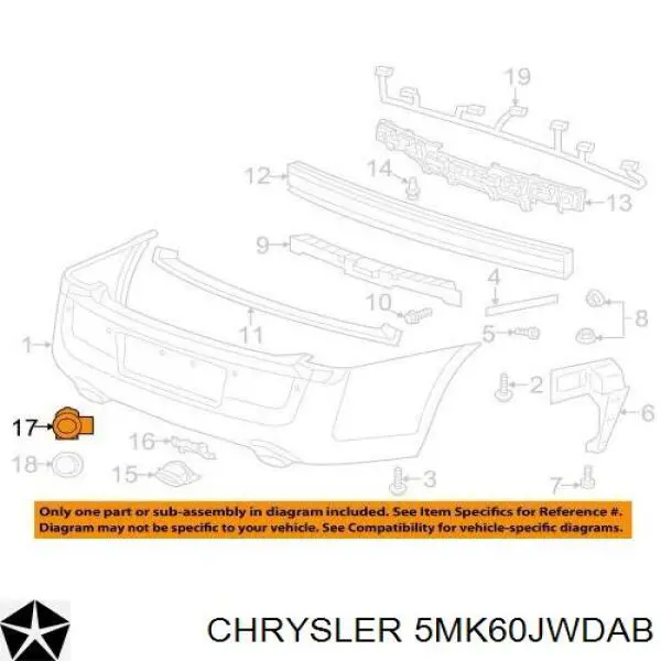 Датчик сигналізації паркування (парктронік), задній Chrysler 5MK60FQDAB ціна, від 56.43 USD