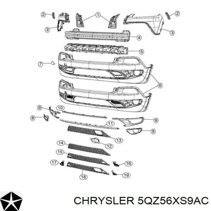 5QZ56XS9AC Chrysler Переднє ікло бампера