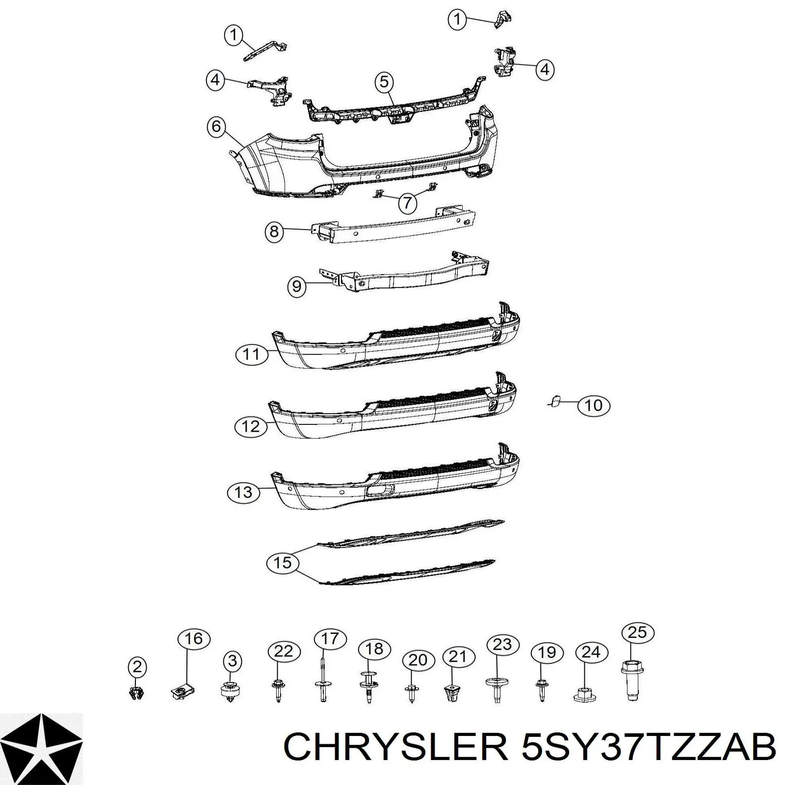 5SY37TZZAB Chrysler бампер задній