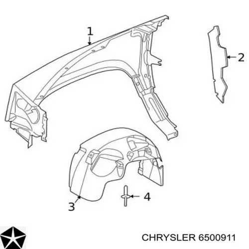 06500911 Chrysler пістон (кліп кріплення підкрилки переднього крила)