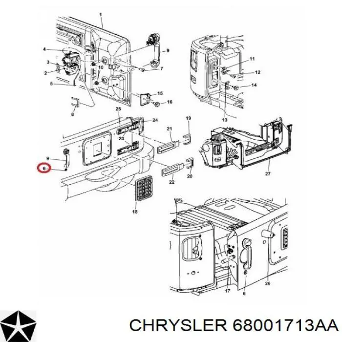 Личинка замка дверей передньої Chrysler PT Cruiser (Крайслер PT Cruiser)