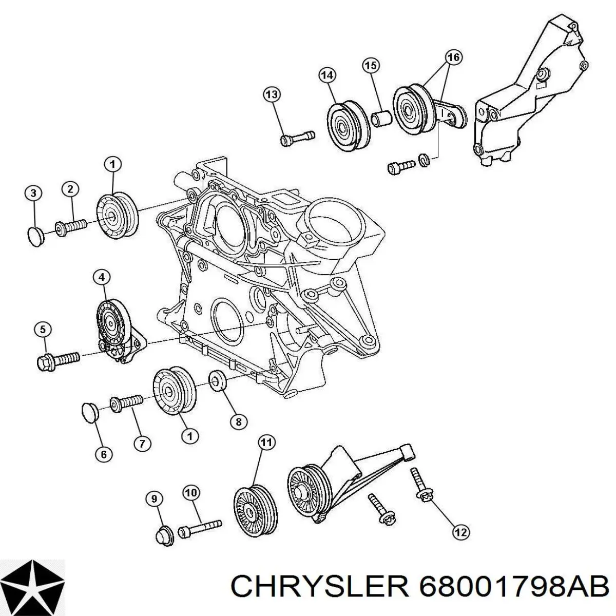 Натягувач приводного ременя Chrysler 68001798AB ціна, від 23.75 USD