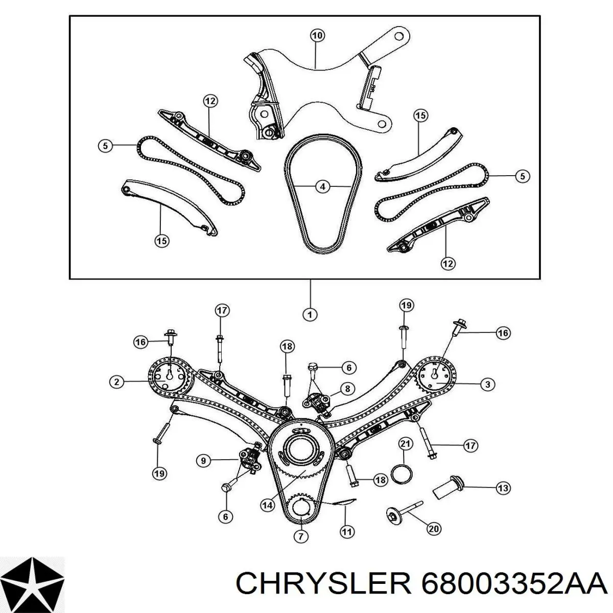 Купити 68003352AA Chrysler Комплект ланцюга ГРМ