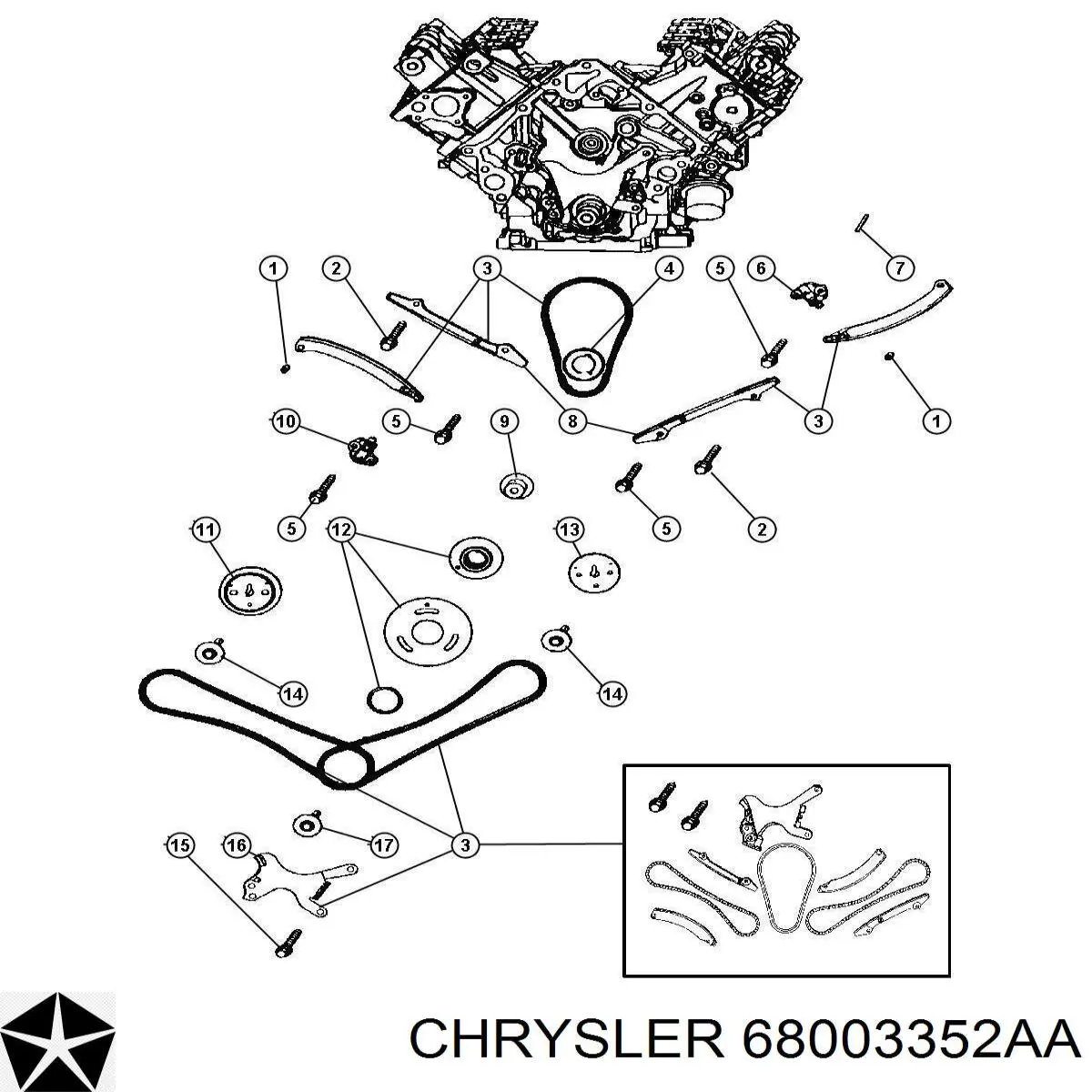 Ланцюг ГРМ, комплект Chrysler 68003352AA ціна, від 173.54 USD