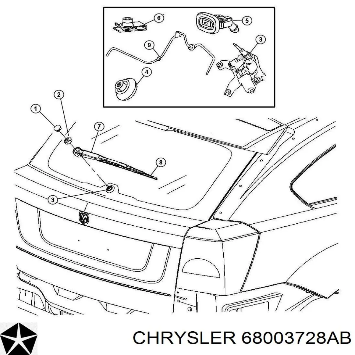 68003728AB Chrysler Важіль-поводок двірника заднього скла