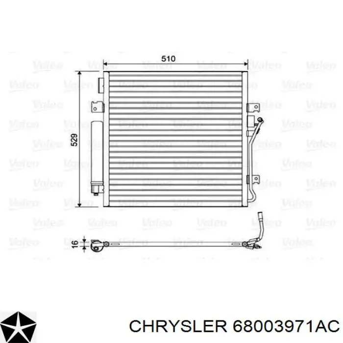 Радіатор кондиціонера 68003971AC Chrysler