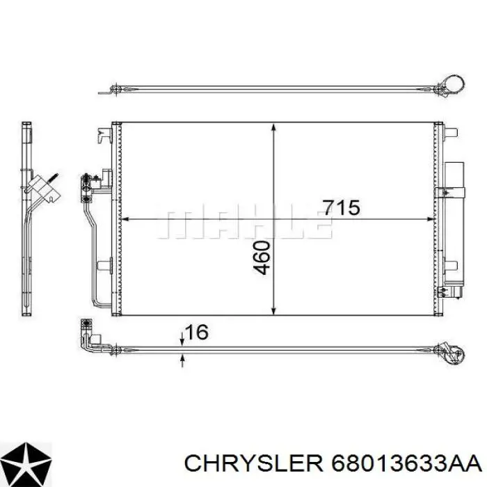 Конденсатор кондиціонера Chrysler 68013633AA ціна, від 92.00 USD
