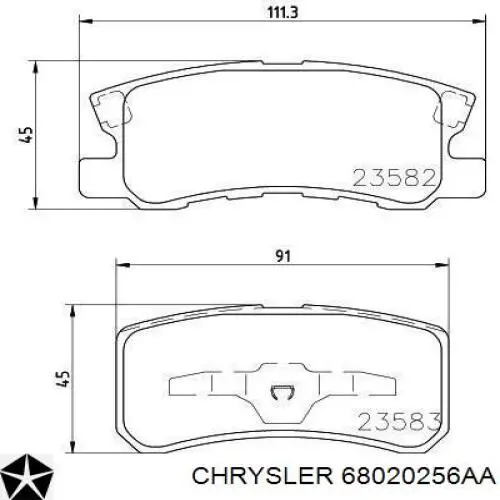 Купити 68020256AA Chrysler Задні колодки