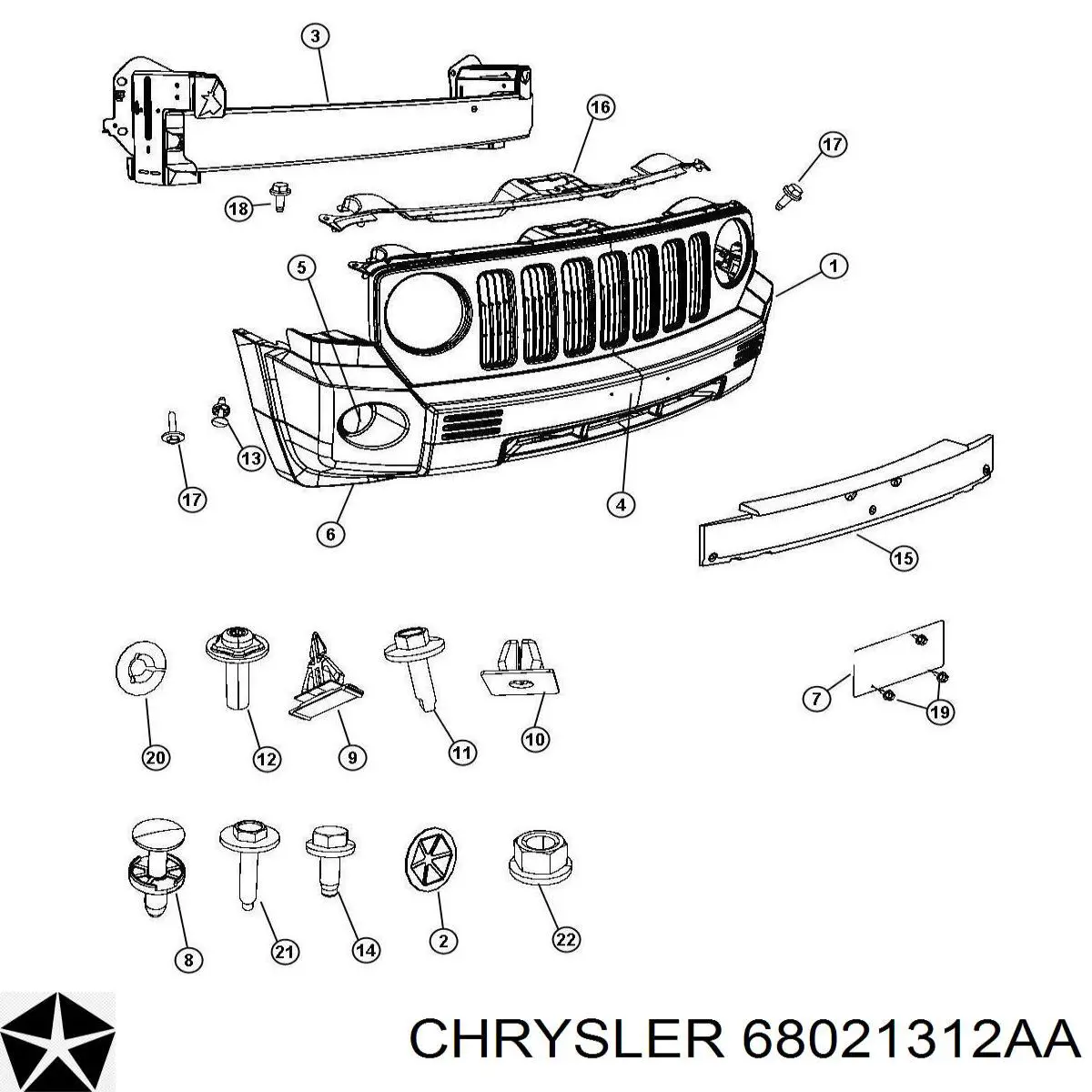 Бампер на авто Chrysler 68021312AA ціна, від 247.41 USD