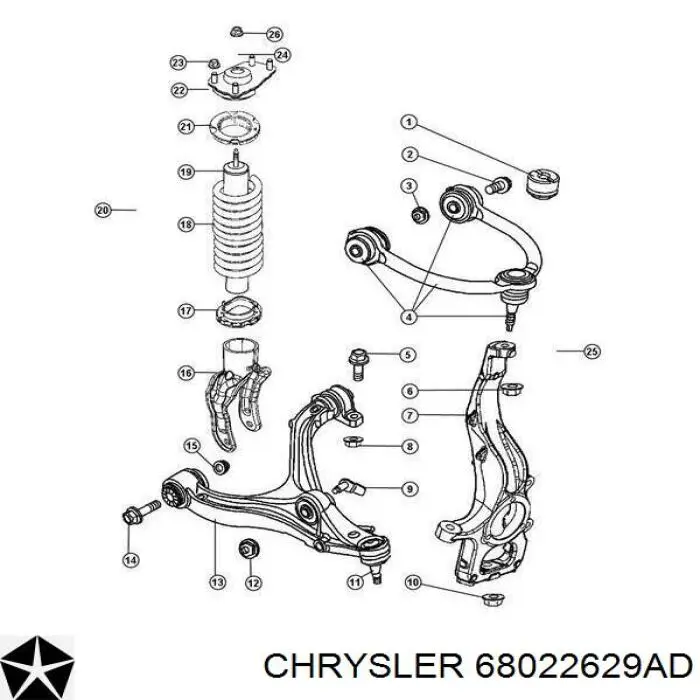 Цапфа поворотного кулака Chrysler 68022629AD ціна, від 119.47 USD