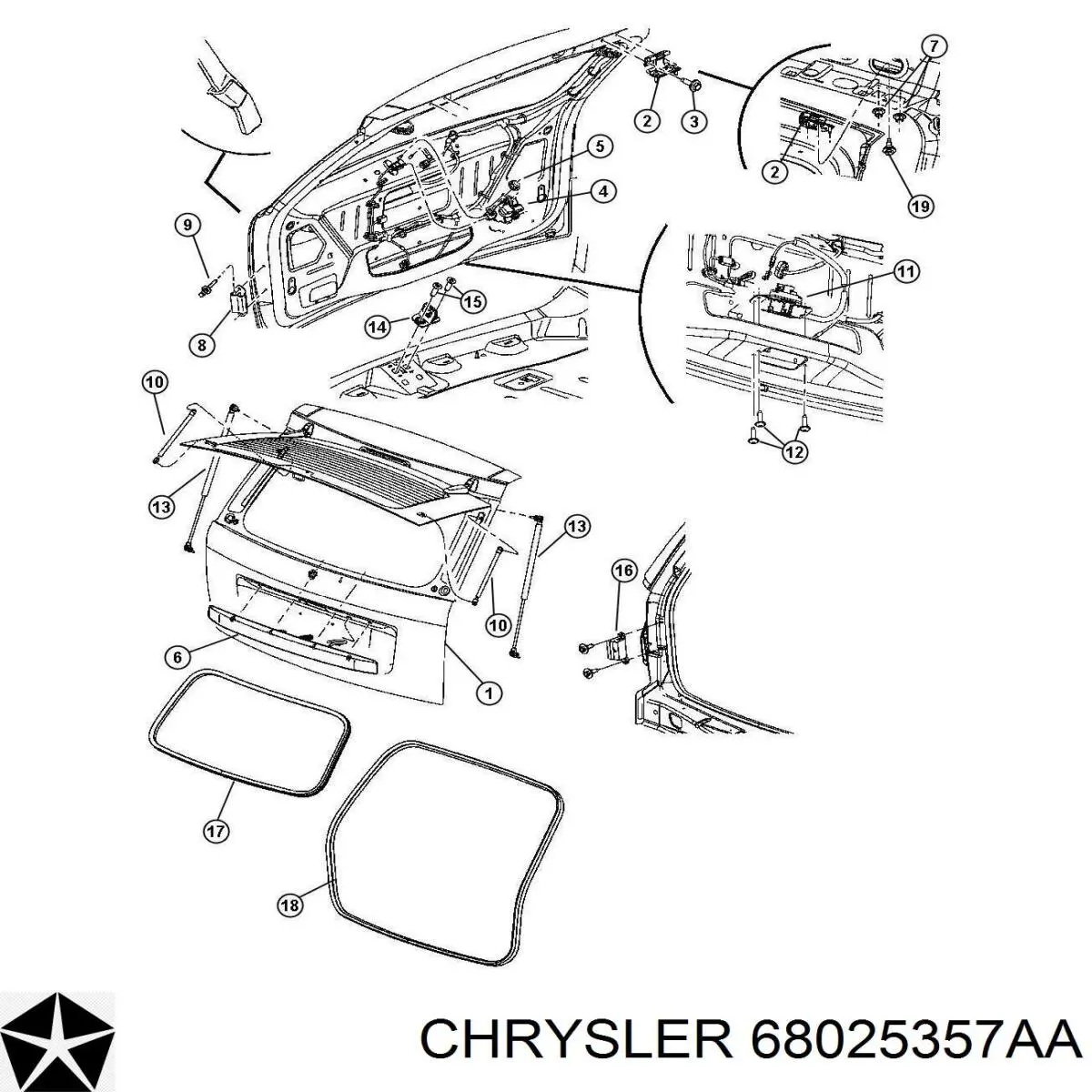 Амортизатор скла задніх, 3/5-ї двері (ляди) Chrysler 68025357AA ціна, від 6.35 USD